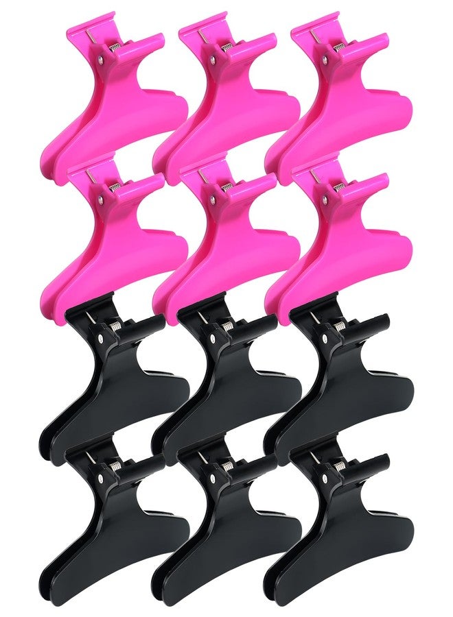 Ondder Black Hot Pink Butterfly Hair Claw Clips for Styling & Sectioning - Makeup Hair Accessories for Women & Girls - Image 1